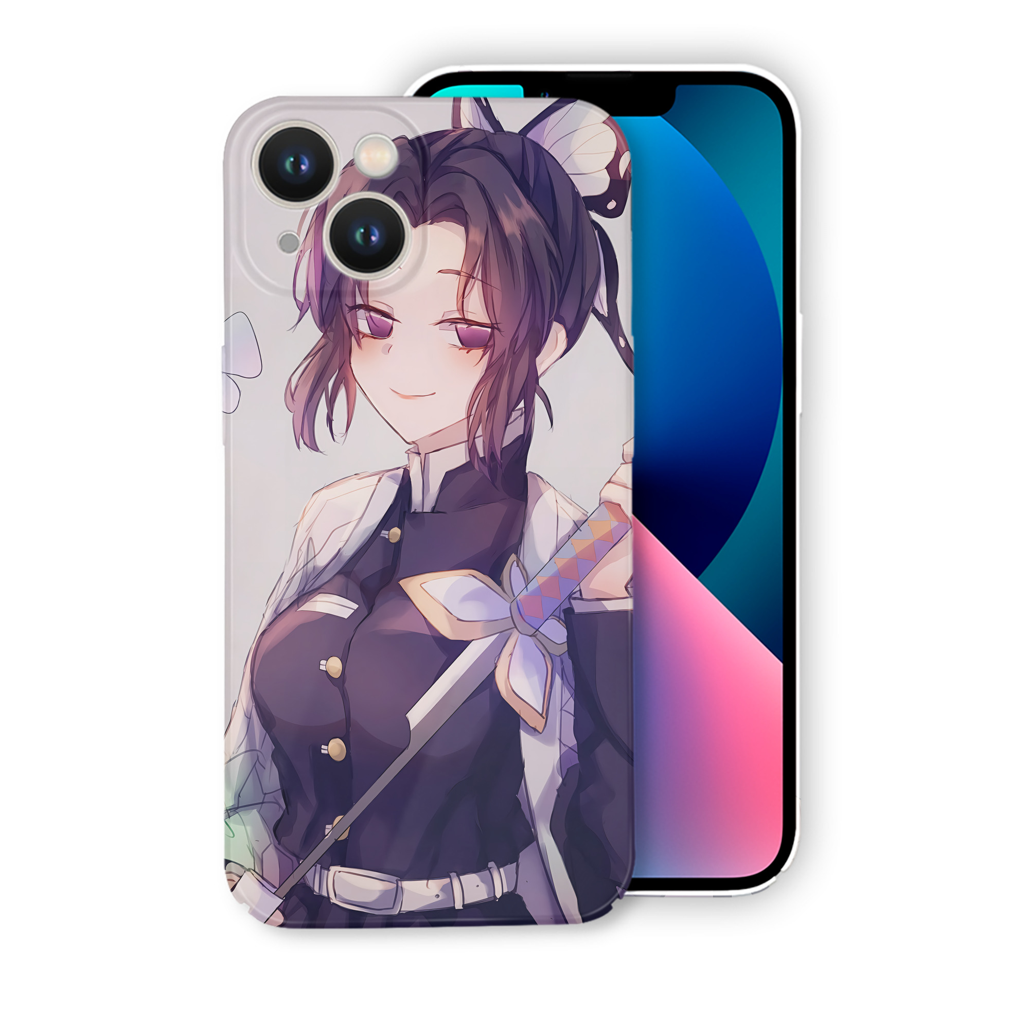 （画像用） 鬼滅の刃（きめつのやいば）蟲柱-胡蝶 しのぶ／こちょう しのぶ Kochou Shinobu 【iPhone 14シリーズ対応】ハードケース